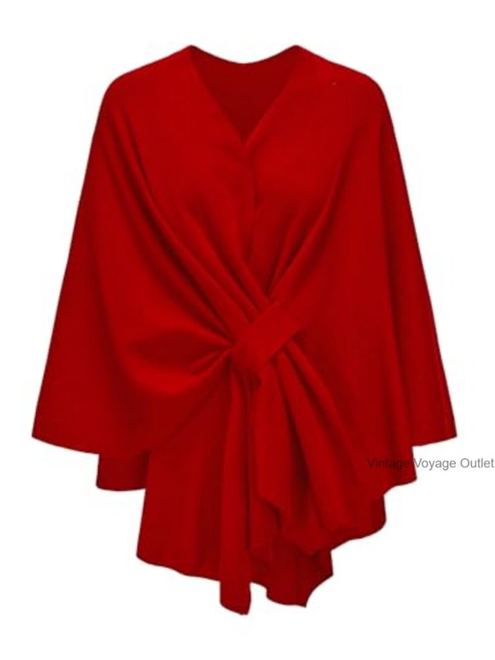 Women's Viscose Knit Shawl Wrap Poncho Sweater Crossover Front